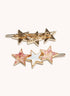 Marbelized Star Trio Clip - Colors: Pink Irridescent Sparkle & Mother of Pearl White